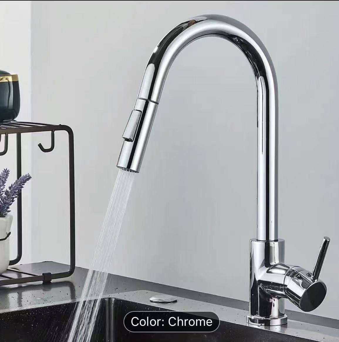 Commercial Kitchen Mixer Tap - Grifo de Cocina Negro Plateado, Doble