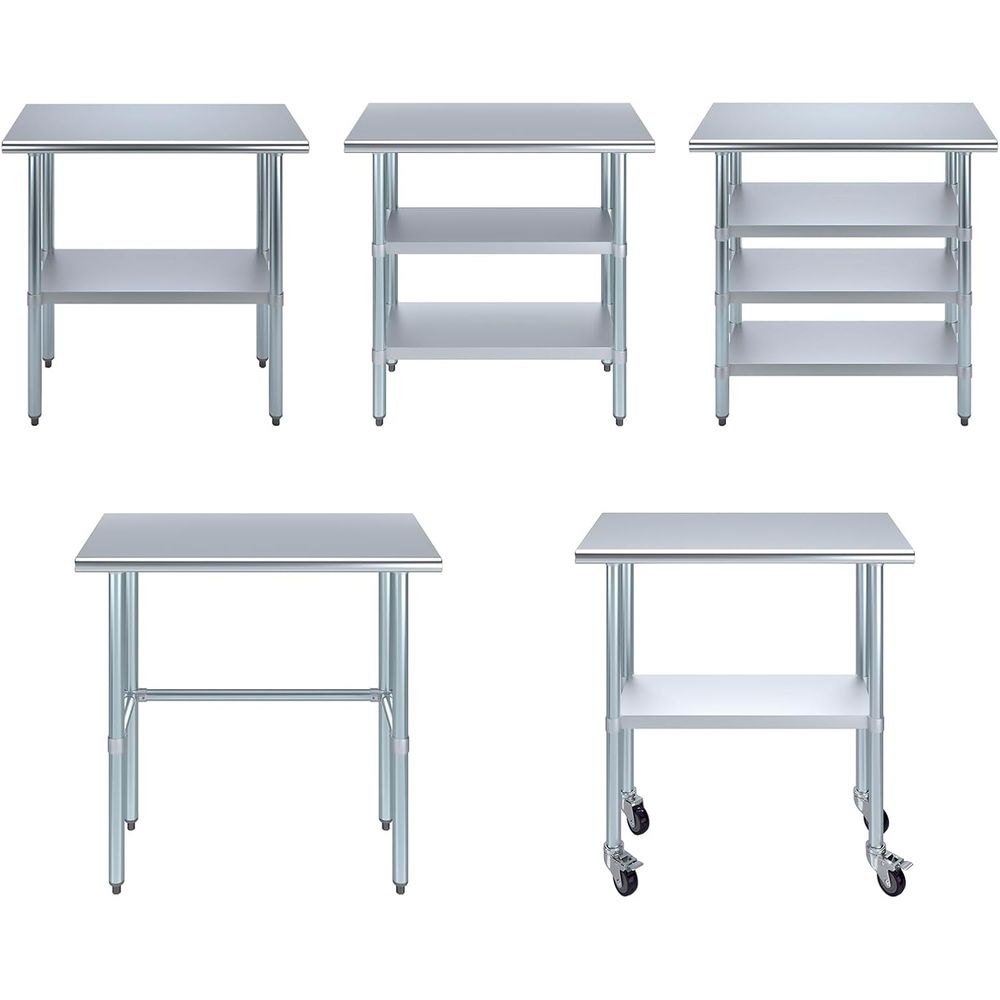 Commercial Kitchen Prep Table - Mesa de Acero Inoxidable + Ruedas