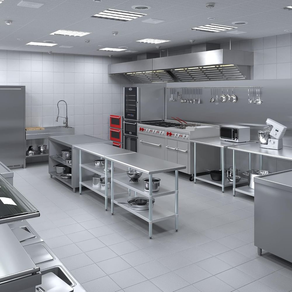 Mesa de Acero Inoxidable + Rue - Commercial Kitchen Prep Table reseña y precio